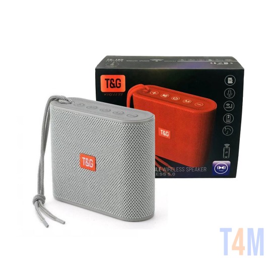 MINI COLUNA BLUETOOTH SEM FIO T&G TG-185 USB/TF/FM/TWS/FUNÇÃO DE CHAMADA VIVA-VOZ CINZA